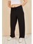 Kadın Siyah Beli Lastikli Bol Paça Yazlık Pantolon Moda Bu Viskon Klasik Stil AEROBIN-865829 12