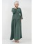 2527 Kadın Uzun Tesettür Elbise - Zümrüt Yeşili 3
