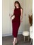Drapeli Midi Bordo Elbise 7