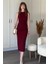 Drapeli Midi Bordo Elbise 8