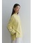 Kadın Sarı Kalın Katlamalı Sweatshirt Uzun Kollu Dik Yaka Regular Fit 5