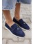 Casado Kadın Lacivert Gercek Suet Loafer Ayakkabı 7