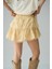 Kadın Sarı Fisto Detaylı Katlı Mini Şort Etek 3