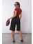 Siyah Pileli Kadın Bermuda Şort MG2483 7