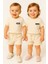 Yazlık Şortlu Takım Unisex 6 Ay - 3 Yaş Açık Bej Aşk Temalı Casual Stil 2