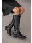 Barny Yan Kare Toka Detaylı Kadın Çizme-Siyah 2