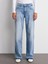 72052 Paça Ucu Izli Orta Bel Denim Pantolon-Mavi 5