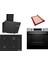 Siyah 3 Lü Ankastre Set 374 ( HUA717BR0T - POP7C6P30O - DWK66PJ60T ) 67CM Ocak - Buhar Destekli - Pişirme Matı ile 1