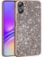 Galaxy A06 Kılıf Parlak Taşlı Tasarım Khyr Pırlanta Kapak - Gold 1
