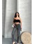 Mom Fit Enzim Taş Yıkama Jeans Pantolon Füme D2006 2