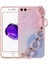 iPhone 8 Plus Uyumlu Simli Desenli El Askılı Tutacaklı Tygo Elsa Silikon Kapak-Pembe 1