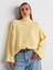 10817 Yumuşak Dokulu Yarasa Kol Triko Kazak-Açık Sarı 1
