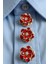 Yeni Trend Kırmızı Çiçek Gold Detaylı Düğme Kapağı Broş 1 Adet - Crimson Bloom 6