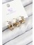 Pirinç Zirkon Taşlı 3'lü Halka Yıldız Model Gold ve Gümüş Renk Kadın Küpe - TJ-BKP11149 1