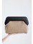Kadın Siyah Çerçeveli Balık Sırtı Jüt Clutch El Çantası 1