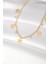 Bfs 316L Çelik Taşlı Gold Renk Çoklu Çiçek Kolye 1