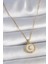 Bfs 316L Çelik Gold Renk Zincir Beyaz Mineli Hilal Işlemeli Madalyon Model Kadın Kolye 1