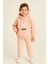 Çocuk Kapüşonlu Rabbit Desenli 3 Iplik Şardonlu Eşofman Takımı (5-8 Yaş) 10761S 5