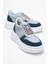 Kadın Kalın Tabanlı Bağcıklı Sneaker Gerçek Deri Cr 2554 Kot Mavi 2