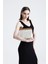 Kadın Krem Otantik Desen Clutch Çanta 6