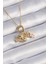 Bfs 316L Çelik Gold Renk Zirkon Taş Detay Çocuk Figür Charm Model Kadın Kolye 1