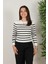 2059 Çizgili Bisiklet Yaka Kazak 11