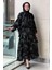 Fırfırlı Yakma Gül Desenli Bluz Etek Takım 4137 2