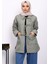 Yeşil Yakalı Çift Cepli Kapitone Ceket 1