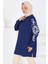 Kolları Nakış Detaylı Modal Tunik Lacivert - 27703 2
