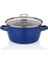 Cam Kapaklı Lacivert Emaye Tencere Kızartma Tenceresi 24CM 2