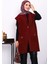 Bordo Cepli Uzun Angora Yumoş Yelek 1