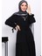 Siyah Eteği Katlı Kol Bağlamalı Elbise 3