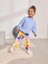 Kız Çocuk Pamuklu Mavi Sweatshirt ve Renkli Puantiyeli Flare Pantolon Takım - Enerjik Stil 1