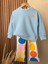 Kız Çocuk Pamuklu Mavi Sweatshirt ve Renkli Puantiyeli Flare Pantolon Takım - Enerjik Stil 4