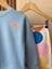 Kız Çocuk Pamuklu Mavi Sweatshirt ve Renkli Puantiyeli Flare Pantolon Takım - Enerjik Stil 5
