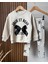 Kız Çocuk Pamuklu Fiyonk Detaylı Sweatshirt ve Desenli Tayt Takım 4