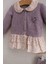 Kız Bebek Autumn Flowers Çiçek Figürlü Fırfır Detaylı 2'li Alt Üst Takım Mor 2