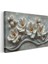 Beyaz Magnolya - Gri Mermer Dokulu Kabartmalı Sanat Kanvas Tablo 3