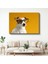 Zeki Köpek Portresi - Sarı Zeminde Gözlüklü Dost Kanvas Tablo 1