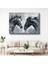 Siyah Beyaz Buluşma - Modern Tarzda At Başları Kanvas Tablo 1