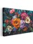 Renkli Çiçek Buketi - Koyu Fonda Yağlı Boya Tekniği Kanvas Tablo 3