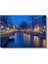 Amsterdam Kanalları - Gece Işıklarında Tarihi Evler Kanvas Tablo 2