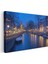 Amsterdam Kanalları - Gece Işıklarında Tarihi Evler Kanvas Tablo 3