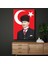 Türk Bayrağı Önünde Atatürk - Kalpaklı Resmi Portre Kanvas Tablo 1