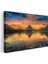Alev Gökyüzü - Gün Batımında Dağ Silüetli Göl Manzarası Kanvas Tablo 3