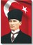 Türk Bayrağı Önünde Atatürk - Kalpak ve Resmi Kıyafet Kanvas Tablo 2