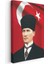 Türk Bayrağı Önünde Atatürk - Kalpak ve Resmi Kıyafet Kanvas Tablo 3