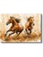 Koşan Atlar - Yağlı Boya Kahverengi Ikili Kanvas Tablo 2