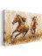 Koşan Atlar - Yağlı Boya Kahverengi Ikili Kanvas Tablo 3