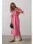 Beli Lastikli Elbise - Pembe 6